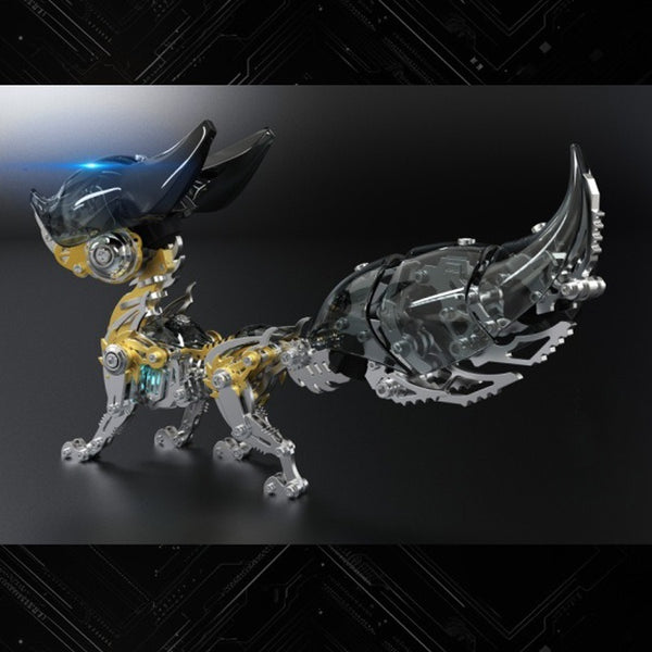 Innovative Black Crystal Mechanical Fox 3D Metal Model Kit - Perfect for Collectors and Hobbyists 339 PCS