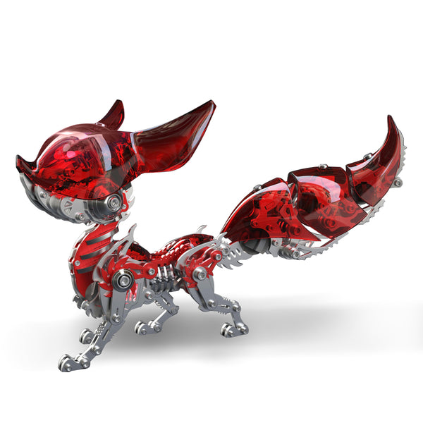 Innovative Red Crystal Mechanical Fox 3D Metal Model Kit - Perfect for Collectors and Hobbyists 339 PCS