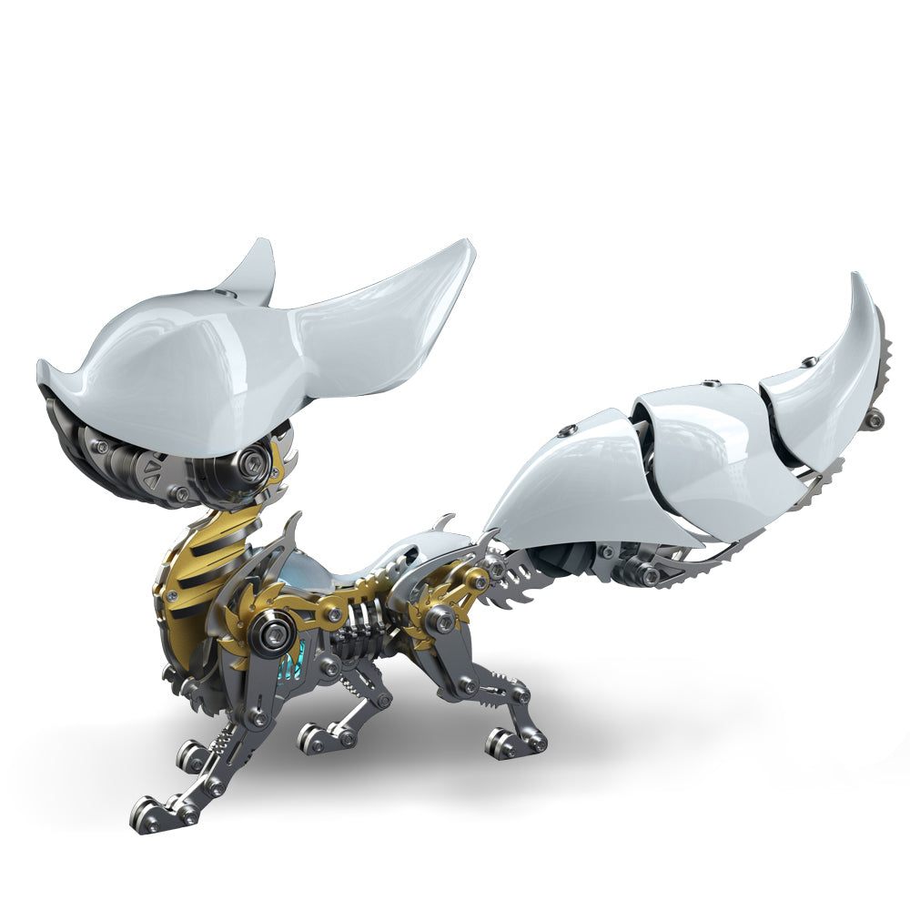 Innovative White Crystal Mechanical Fox 3D Metal Model Kit - Perfect for Collectors and Hobbyists 339 PCS